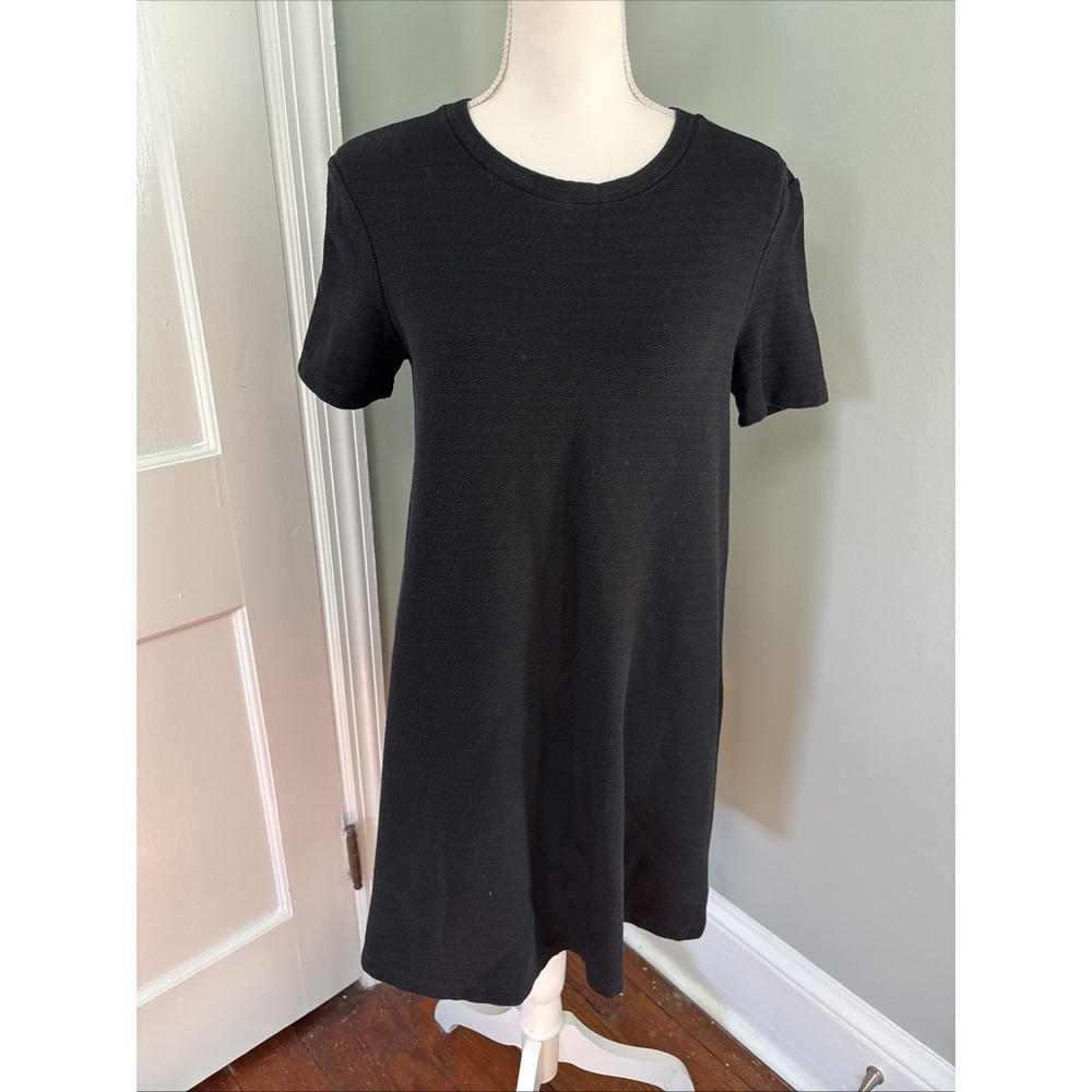 Zara Trafaluc Dress Womens Small Black A Line Round Neck Stretch Short Sleeve‎